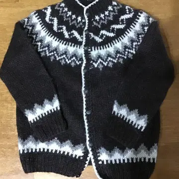 울 페어아일 패턴 가디건