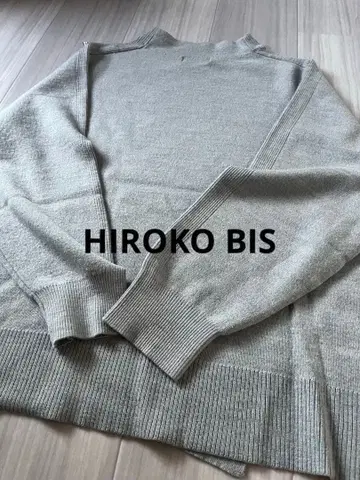 히로코비스 essentiel 그레이 니트 스웨터 긴팔 사이드 슬릿