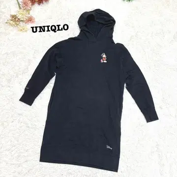 s.1694 [유니클로] 긴팔 후드티 무릎 기장 원피스 디즈니 미키