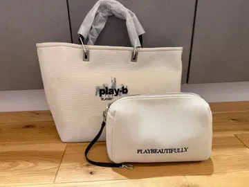 play-b 화이트 토트백 & 파우치 세트