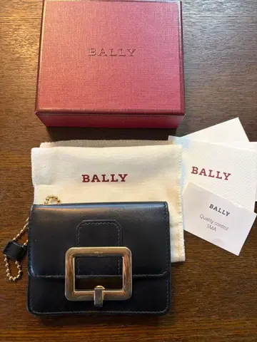 BALLY 가죽 코인 카드 케이스 코인 블랙 체인 스트랩 포함