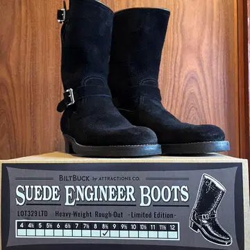 BILTBUCK LOT329 LTD 블랙 스웨이드 엔지니어 부츠