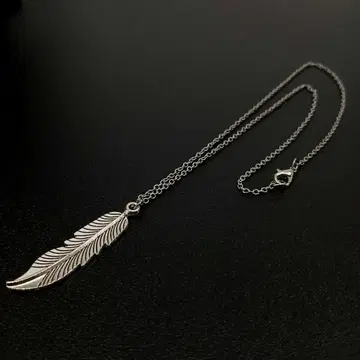 실버 깃털 페더 목걸이 심플 펜던트