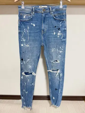 부드러운 페인트 ZARA MAN 컷오프 스트레치 데님 스키니