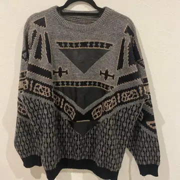 니트 구제 의류 기하학 패턴 가죽