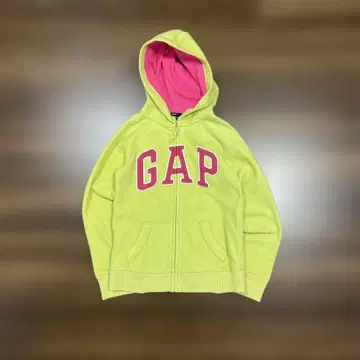 00's GAP kids 플리스 지퍼 후드티 160 라임 그린 헤이세이