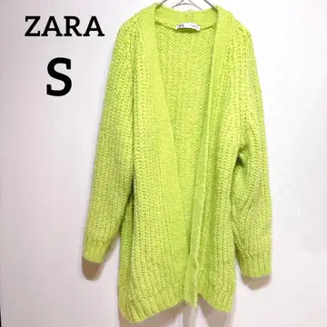 ZARA [ S ] 라임 그린 니트 가디건 긴팔 루즈핏