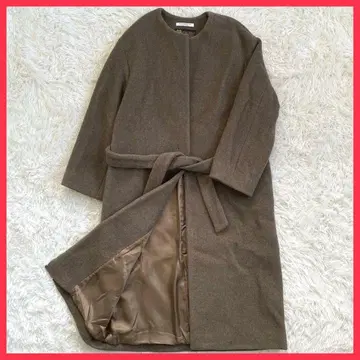 유나이티드 애로우 MANTECO 마테코 노카라 울 코트 브라운