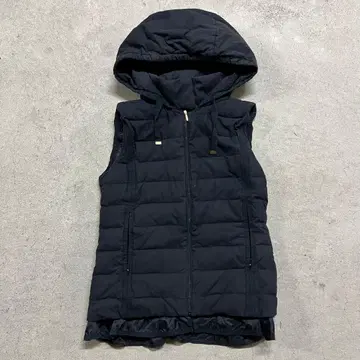 PLST 프릴 베스트 다운 후드 부착