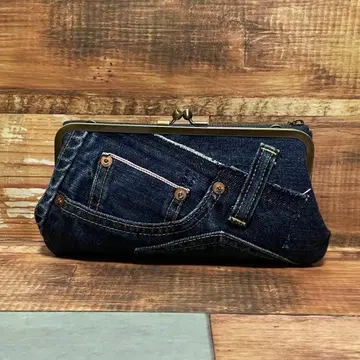 데님 리메이크 모자 가마구치 장지갑