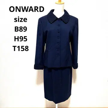 온워드 스커트 수트 페이즐리 무늬 네이비