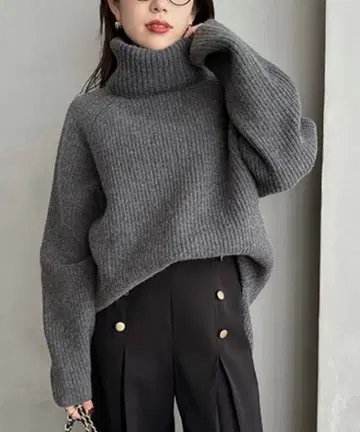anuans 아뉴앙스 울 캐시미어 래글런 터틀 니트 풀오버