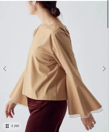 IENA 2way 리본 블라우스 카멜 36