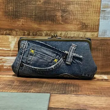 데님 리메이크 모자 가마구치 장지갑 지퍼 파우치