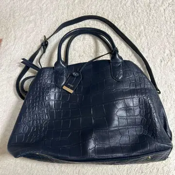 네이비 크로커다일풍 숄더백