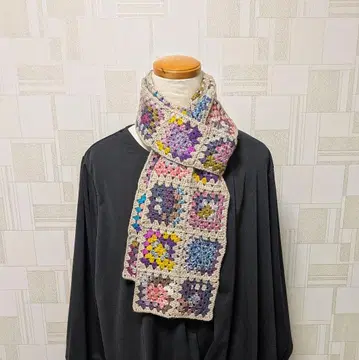 단염사의 그래니 스퀘어 머플러*더스티 컬러의 손뜨개질 하나뿐인 아이템