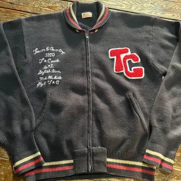 Town Country1970TC 자수 집업 니트 가디건 L 사이즈