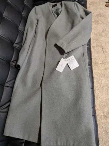울 혼방 싱글 버튼 롱 코트 그레이