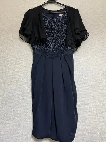 자수 네이비 드레스 (프릴 볼레로 포함)