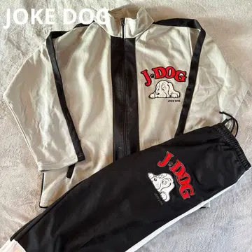 JOKE DOG 저리 상하의 셋업 M 자수 로고 화이트 블랙 Y2K