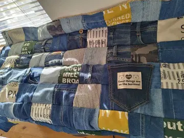 No.1318 핸드메이드 담요 데님 리메이크 패치워크