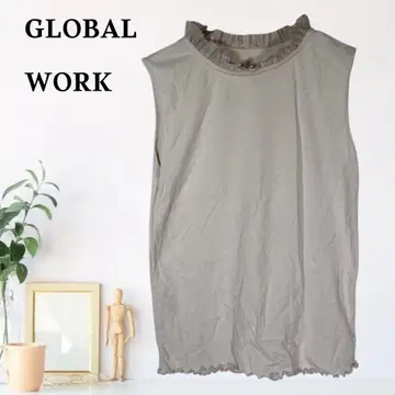 zB722 [ M ] GLOBAL WORK 모크넥 슬리브리스 티셔츠