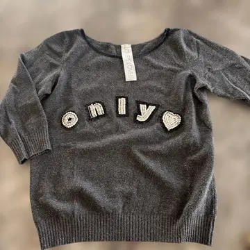 ONLY 그레이 니트 스웨터 로고 긴팔