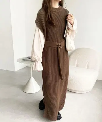 소매 블라우스 도킹 니트 원피스