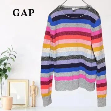 zB580 [ L ] GAP 멀티 보더 니트 배색 캐주얼 긴팔