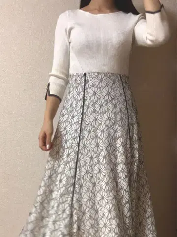 미사용 아푸 레이스 도킹 원피스 배색 Arpege story