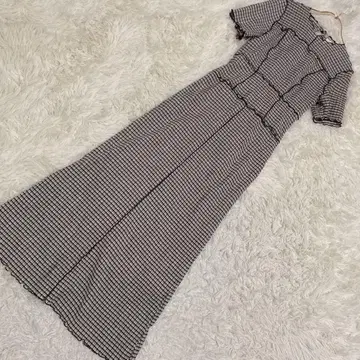 SNIDEL 패턴 원피스 블랙 0 귀여운 리본 프릴 청순 외출