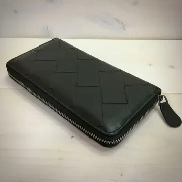 W11 이탈리아 가죽 천연 가죽 지갑 인트레차트 뜨개질 풀 가죽 블랙