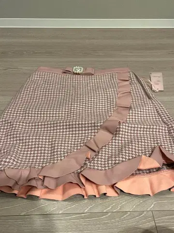 swankiss 프린트 프릴 트위드 스커트 핑크 FREE 택 포함 새상품
