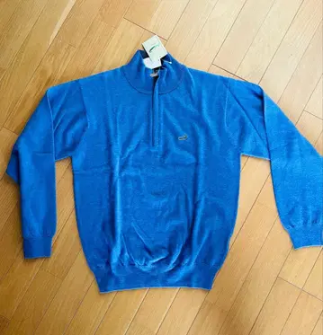 파란색 하이넥 집업 니트