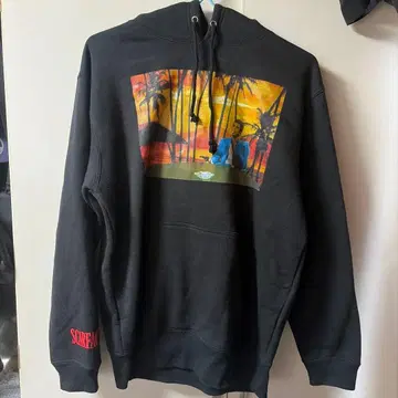 마블 스카 페이스 프린트 블랙 후드티