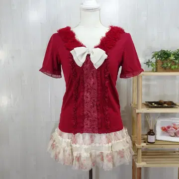 axes femme 발레코어 히메로리 빅 리본 프릴 리본 반팔