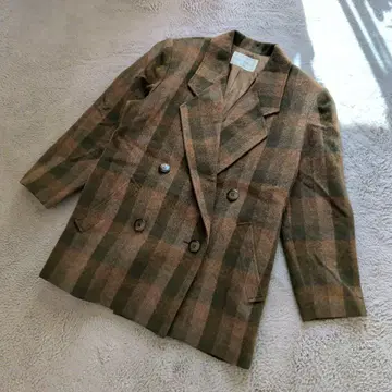 더블 테일러드 자켓 아우터 (9호) 브라운 계열 체크 일본제