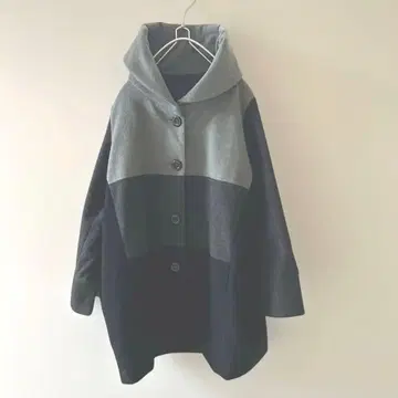 [ 엔추페 ] 그레이/블랙 보더 롱 코트