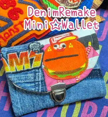 데님 리메이크 미니 지갑, 컴팩트한 작은 지갑
