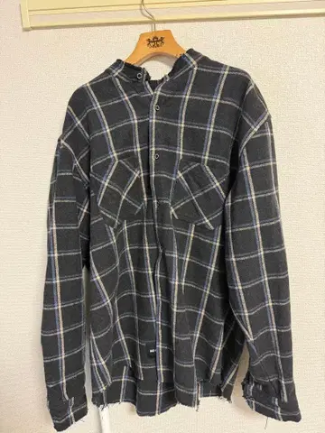 NO COFFEE 그레이 계열 체크 플란넬 셔츠