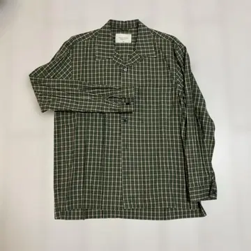 PUBLIC TOKYO 체크 무늬 오픈 카라 긴팔 셔츠