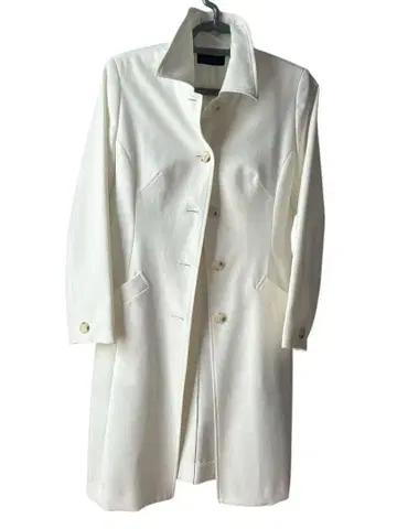 거의 미사용품 MELS 화이트 울 롱 코트 여성용 M 사이즈