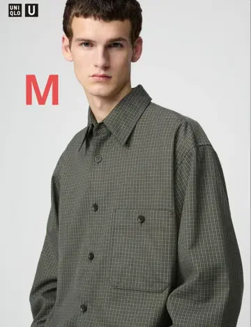 유니클로 U 트윌 워크 오버사이즈 셔츠 올리브 UNIQLO U