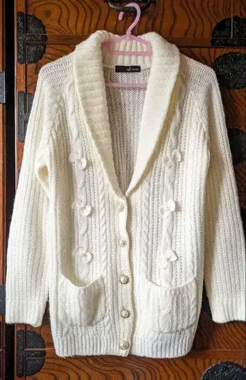 CECIL McBEE 펄 리본 니트 가디건 자켓 겉옷