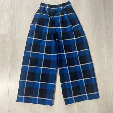 와이드 팬츠 턱 팬츠 체크