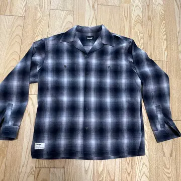 Schott 그레이 계열 옴브레 체크 플란넬 셔츠 오픈 카라 셔츠 XL