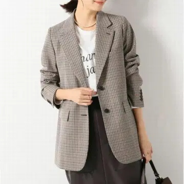 [ IENA ] 컬러 체크 테일러드 자켓