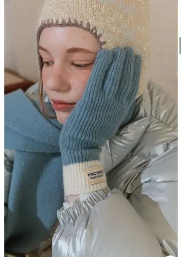 MACMOC 머플러 장갑 세트 스카이블루 블루 한국