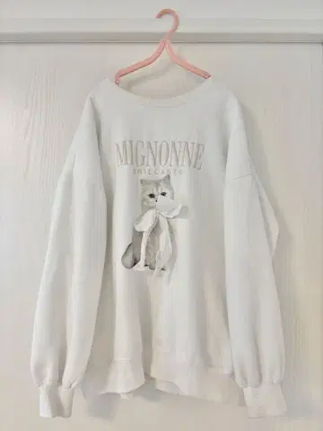 OLIVE des OLIVE 고양이 맨투맨 화이트