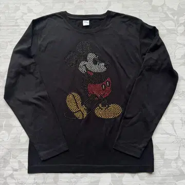 디즈니 미키마우스 큐빅 긴팔 T셔츠 블랙 M